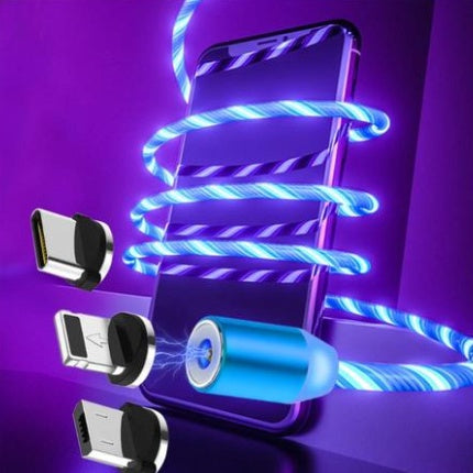 Magnetic LED Charging Cable for iPhone / Android / Type-C – Glows and Snaps in Place!