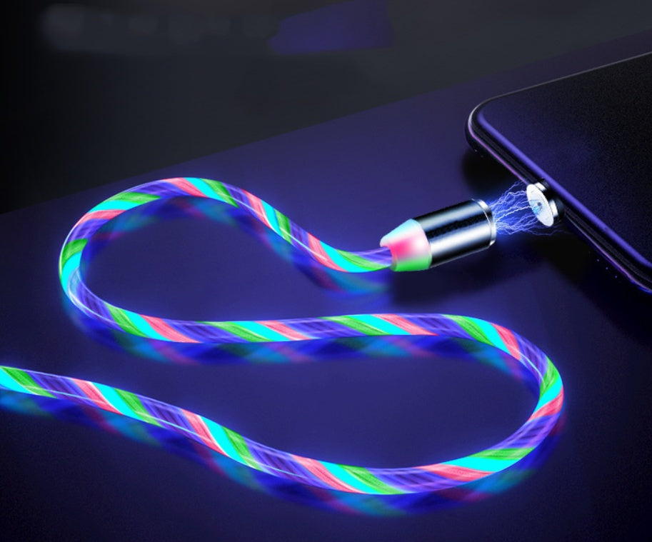 Magnetic LED Charging Cable for iPhone / Android / Type-C – Glows and Snaps in Place!