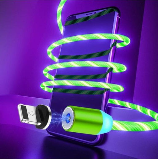 Magnetic LED Charging Cable for iPhone / Android / Type-C – Glows and Snaps in Place!