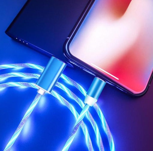 Magnetic LED Charging Cable for iPhone / Android / Type-C – Glows and Snaps in Place!