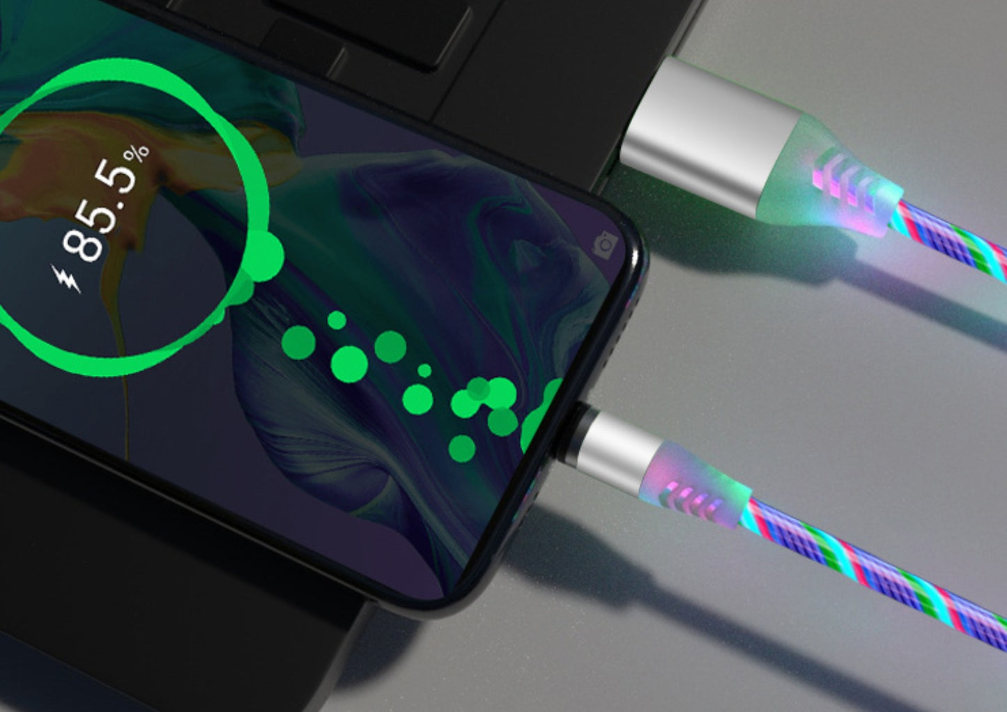 Magnetic LED Charging Cable for iPhone / Android / Type-C – Glows and Snaps in Place!